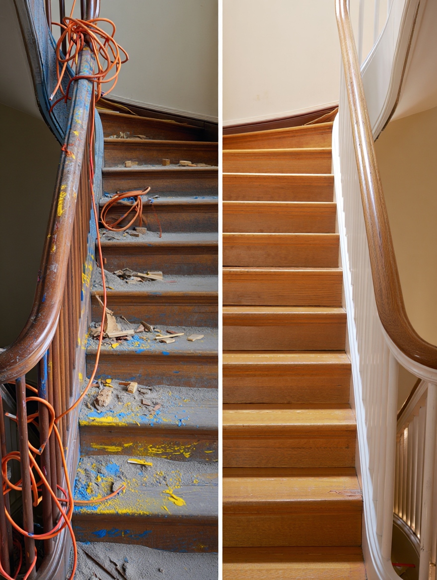 Antes y después de limpieza de obra