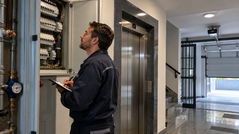 Inspección de cuadro de luces en edificio comunitario